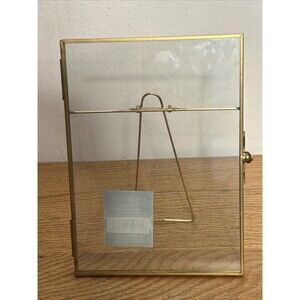 Isaac Jacobs Floating 5x7 Photo Picture Frame Glass & Brass Gold Tone